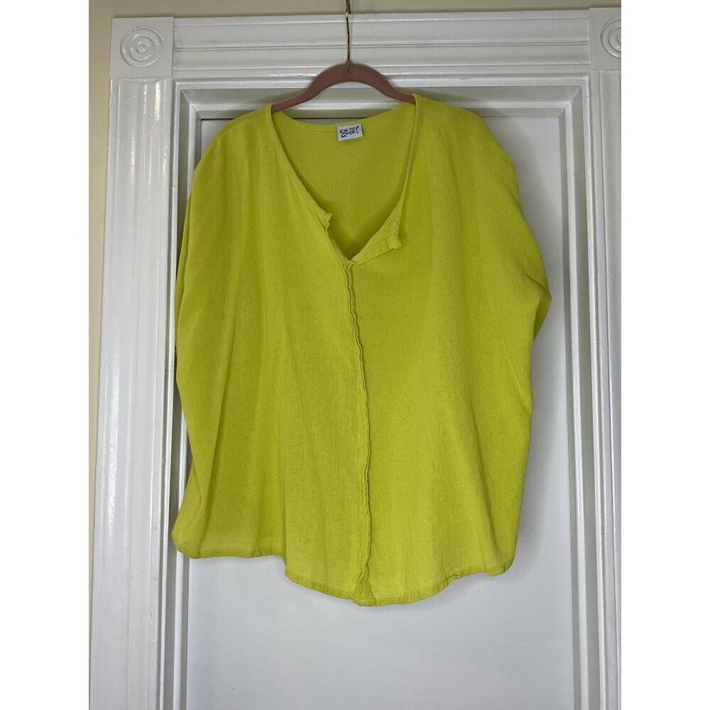 Oh My Gauze Women’s Top Large Yellow 100% Cotton Boho Tunic
